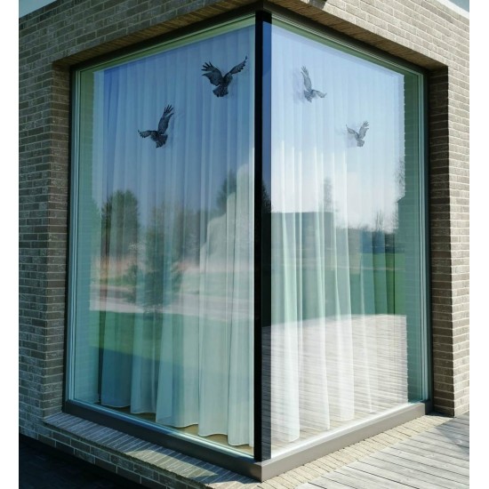 LIPDUKAS APSAUGAI NUO PAUKŠČIŲ ATSITRENKIMO I LANGUS - CREDO Pelėda  (Dalinai permatomas, įvairių dydžių)